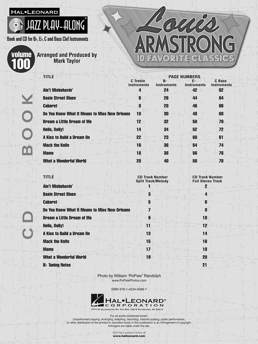 Armstrong, Louie - Jazz Play-Along Vol. 100