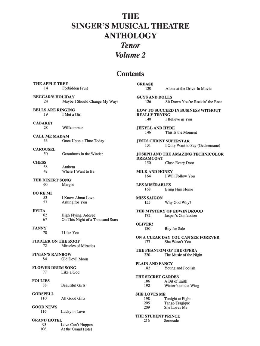 Singer's Musical Theatre Anthology Tenor Book Only Volume 2