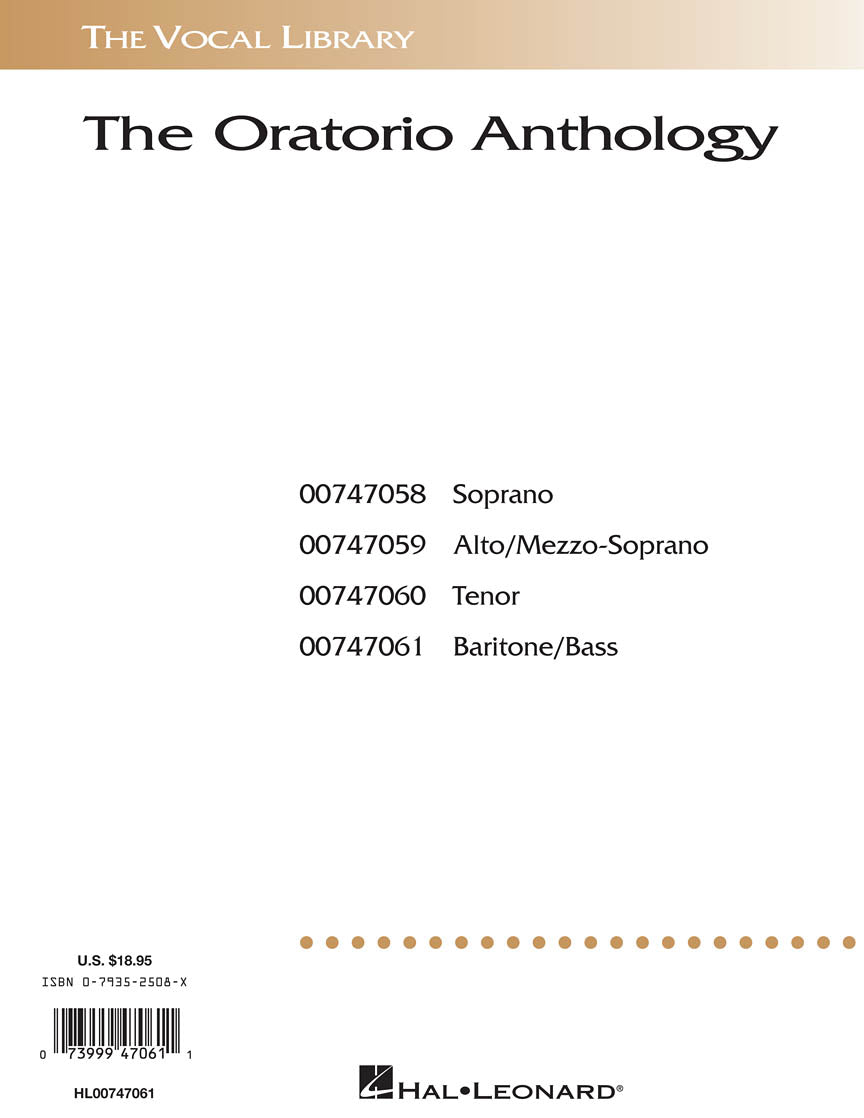 Oratorio Anthology Baritone/Bass