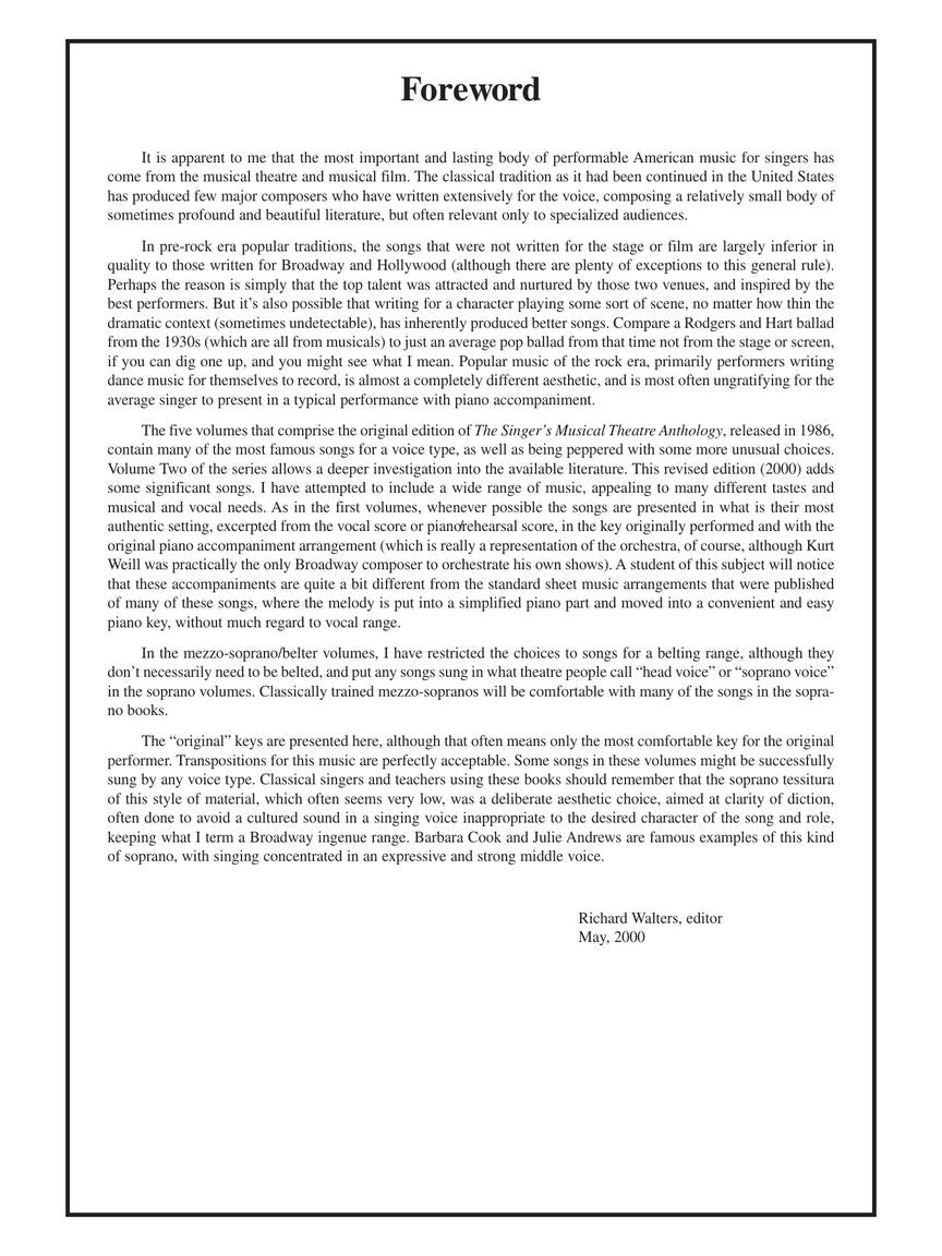 Singer's Musical Theatre Anthology, The - Volume 2, Revised