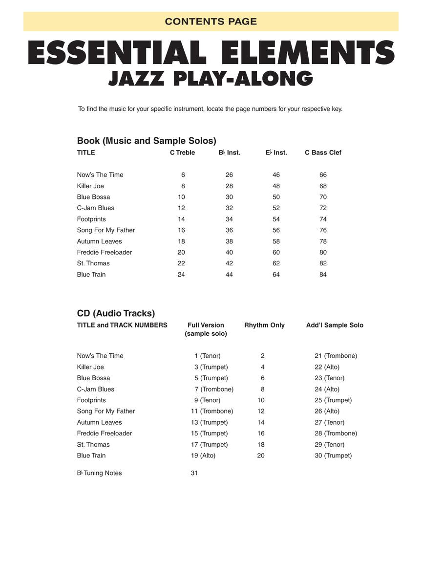 Essential Elements Jazz Play Along - Jazz Standards