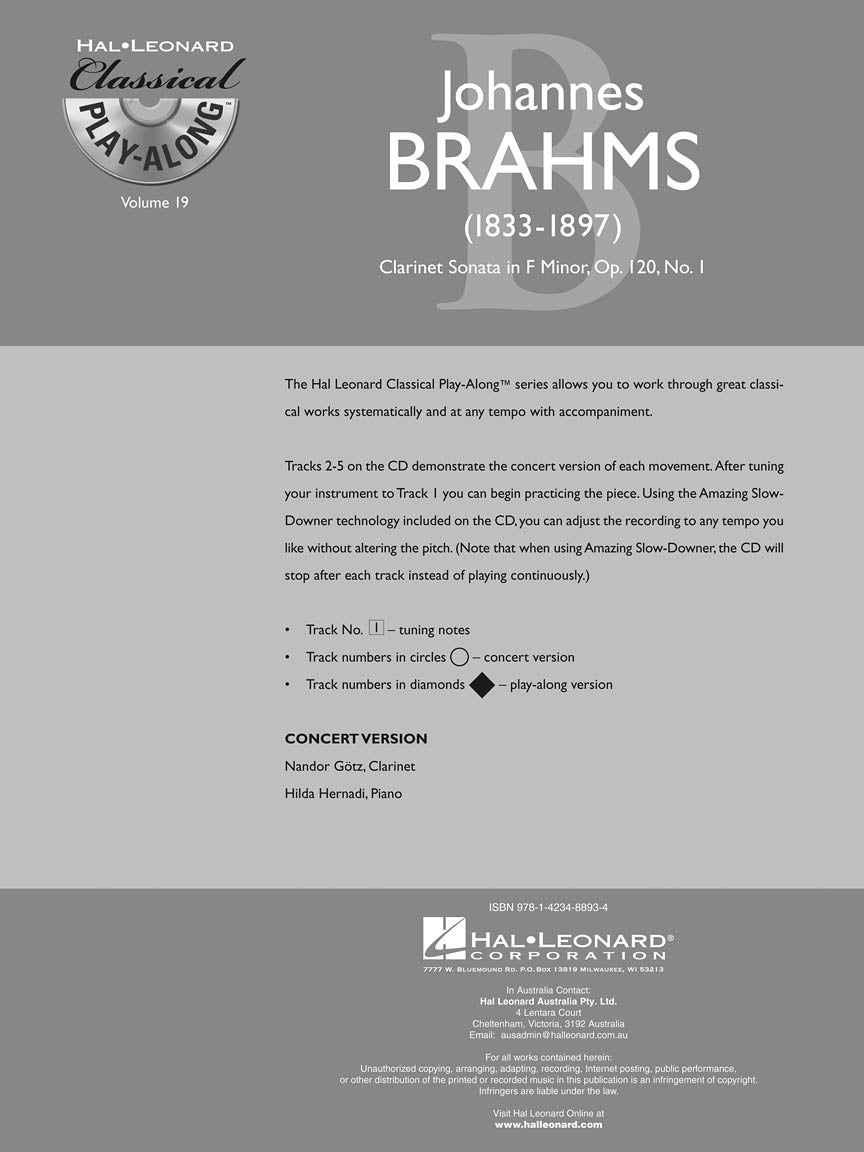 Brahms: Clarinet Sonata in F Minor, Op. 120, No. 1 - Classical Play-Along