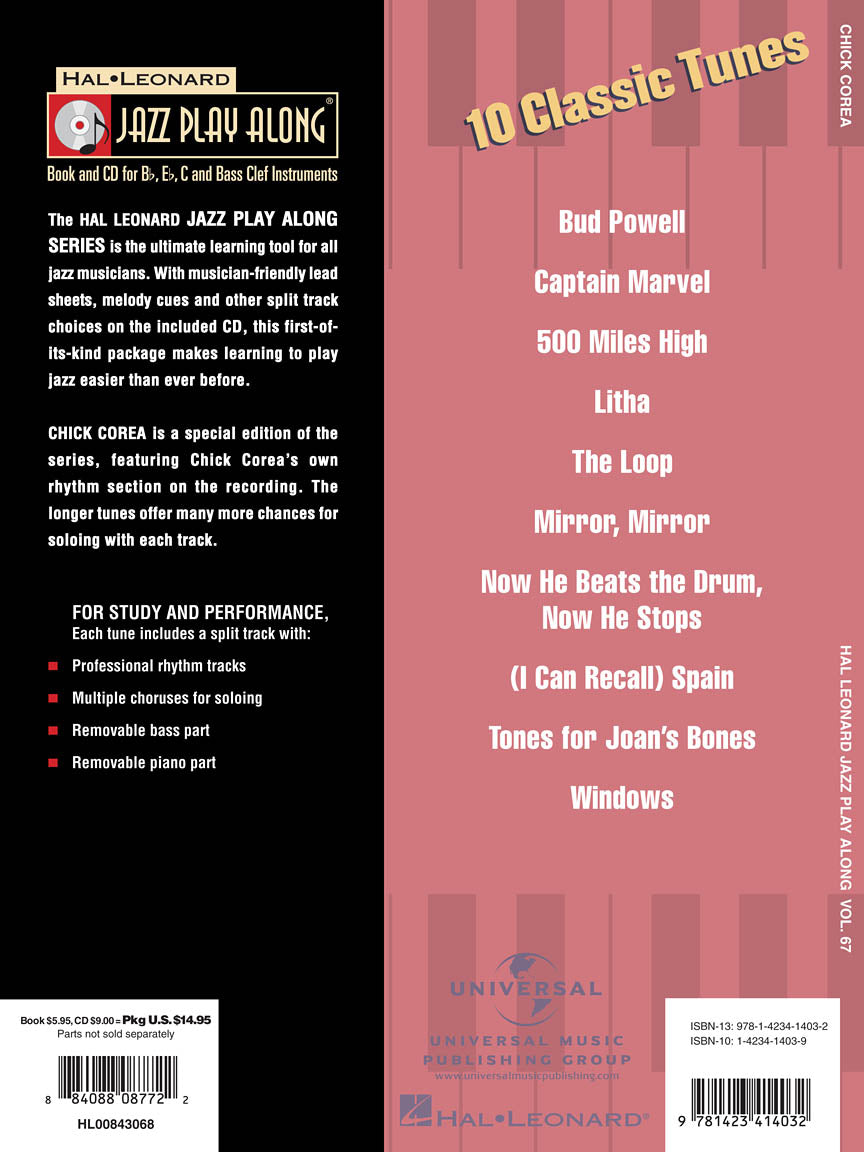 Chick Corea Jazz Play-Along Volume 67