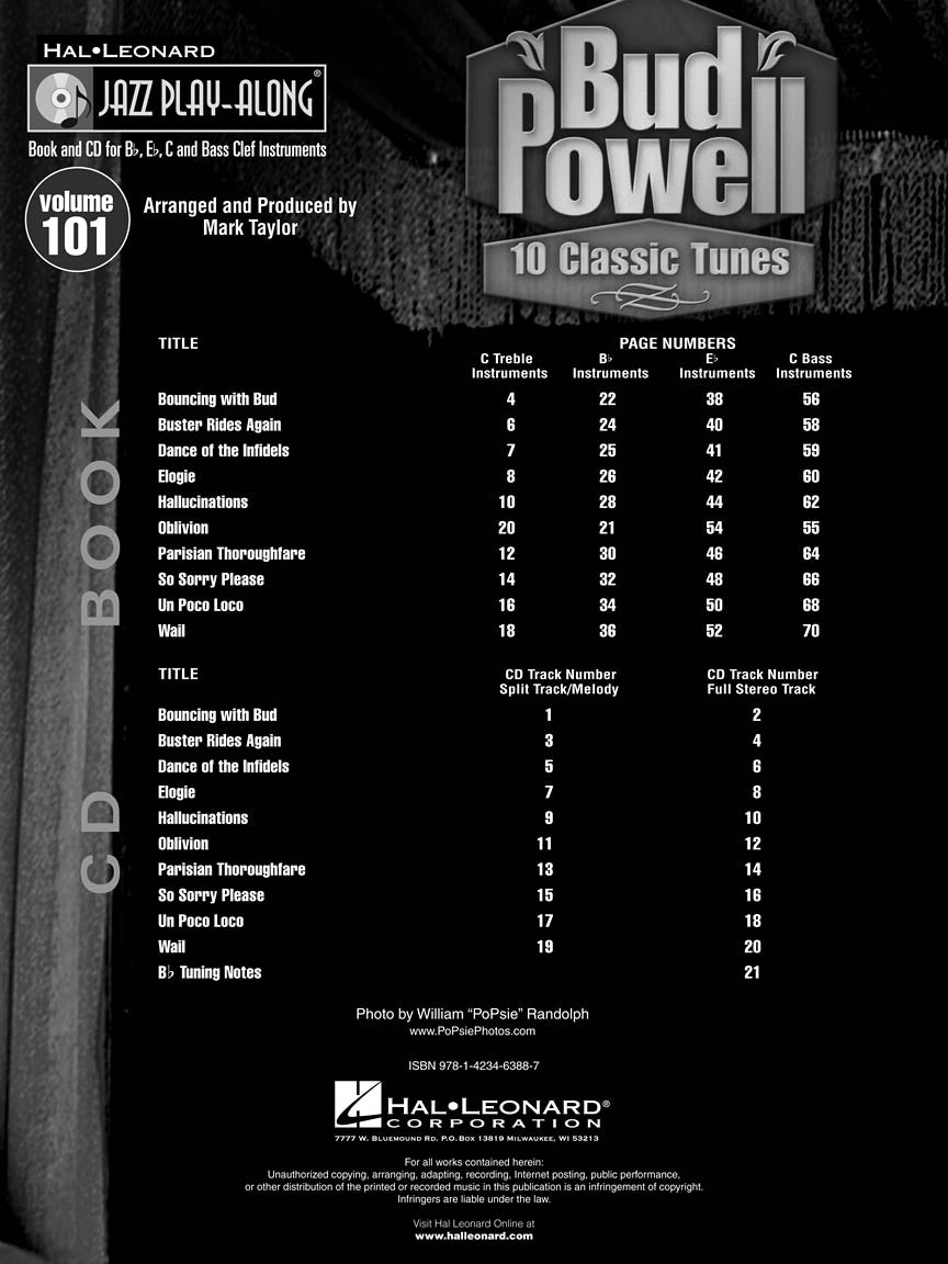 Powell, Bud - Jazz Play-Along Volume 101