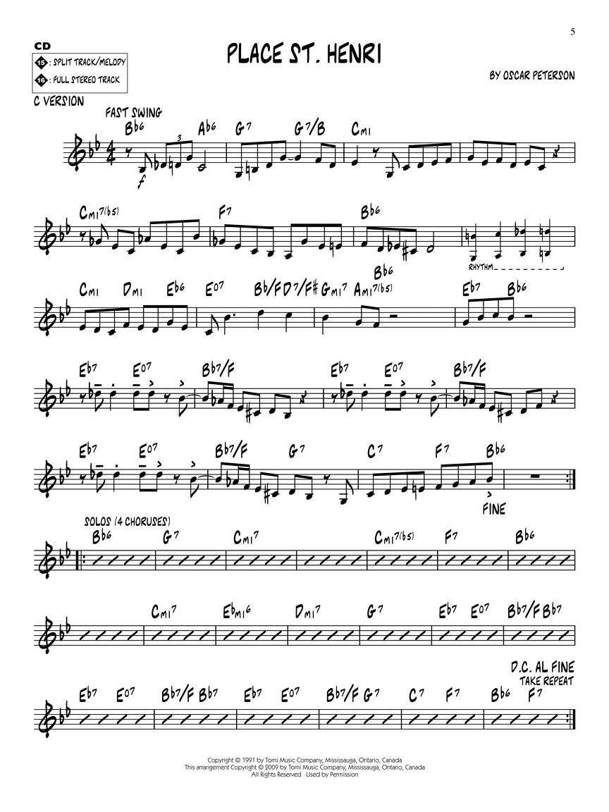 Peterson, Oscar - Jazz Play-Along Vol. 109