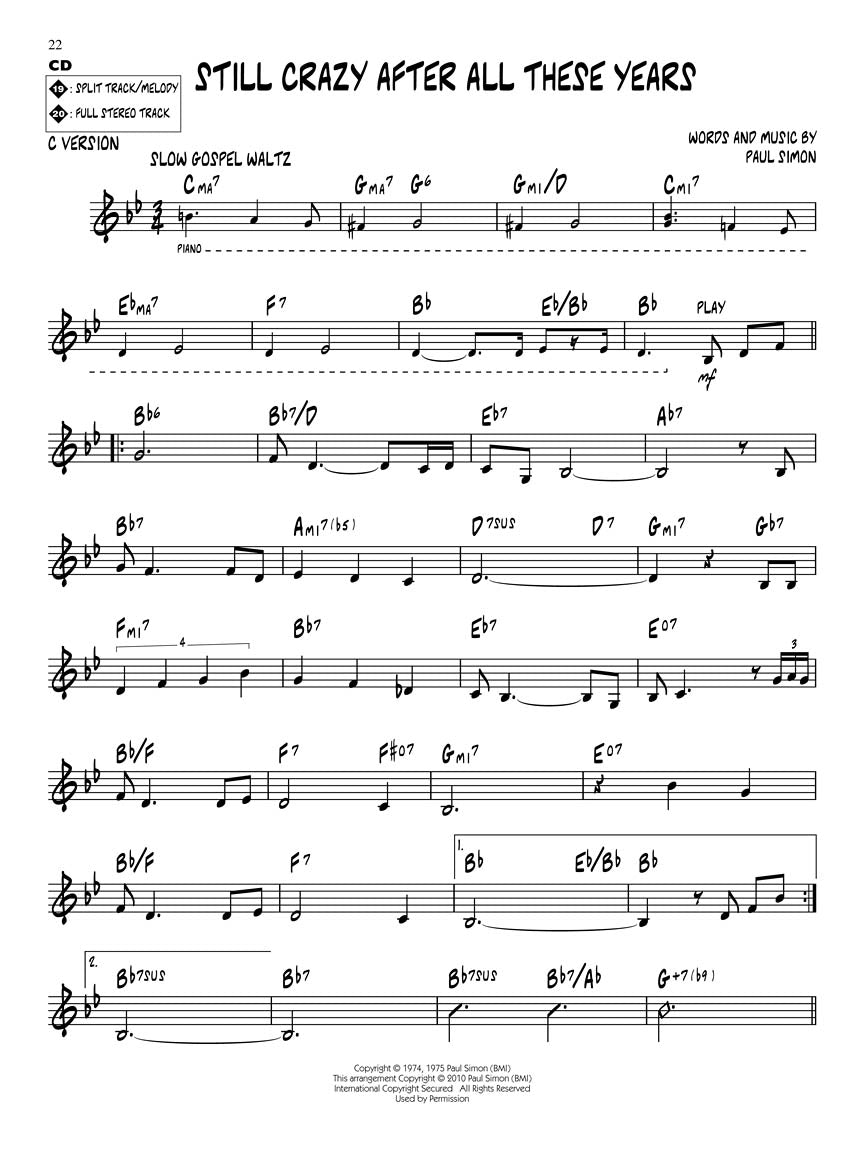 Simon, Paul - Jazz Play-Along Vol. 122