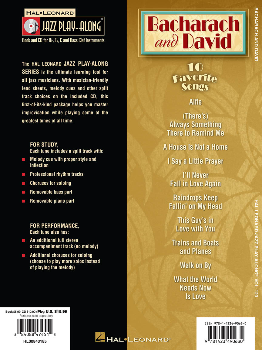 Jazz Play-Along Vol. 123, Bacharach & David - 10 Favorite Songs