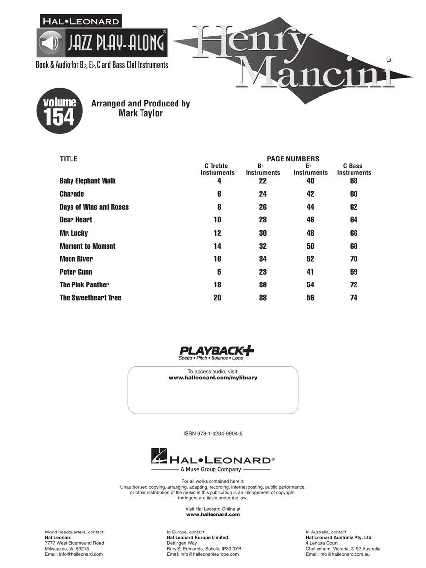 Mancini, Henry - Jazz Play-Along Series Vol. 154