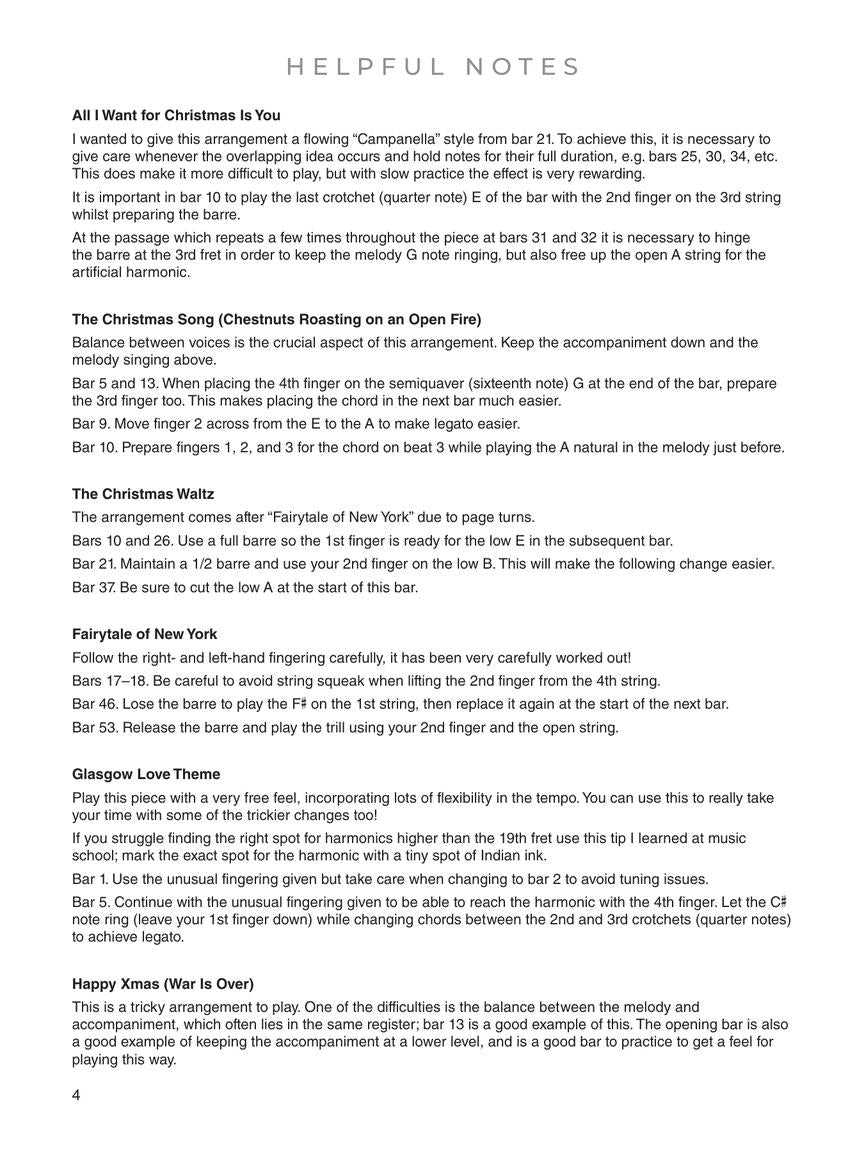 Christmas Songs for Solo Classical Guitar