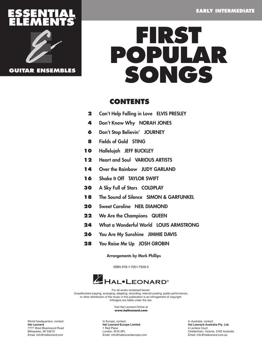 First Popular Songs 15 Songs Arranged for Three or More Guitarists