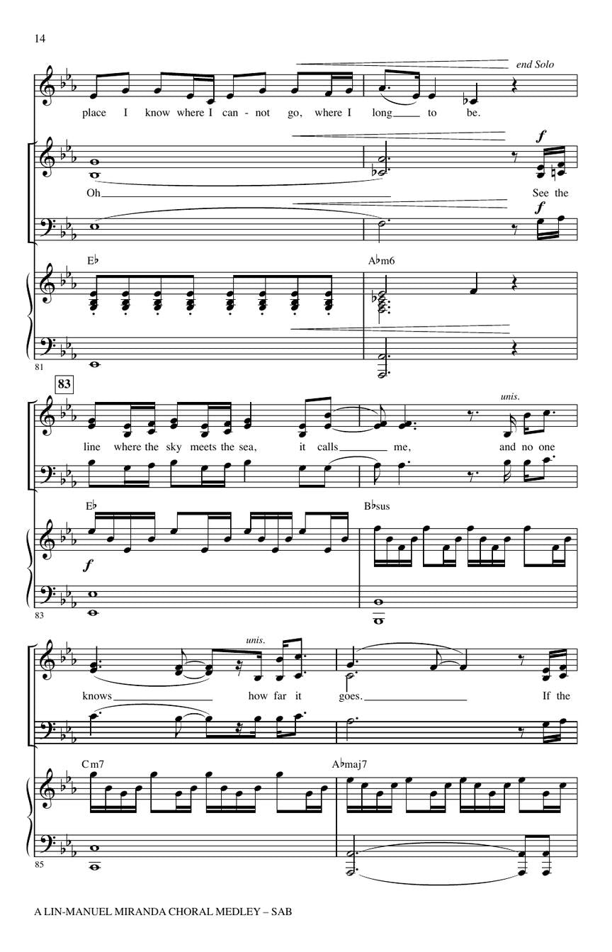 Lin-Manuel Miranda Choral Medley SAB
