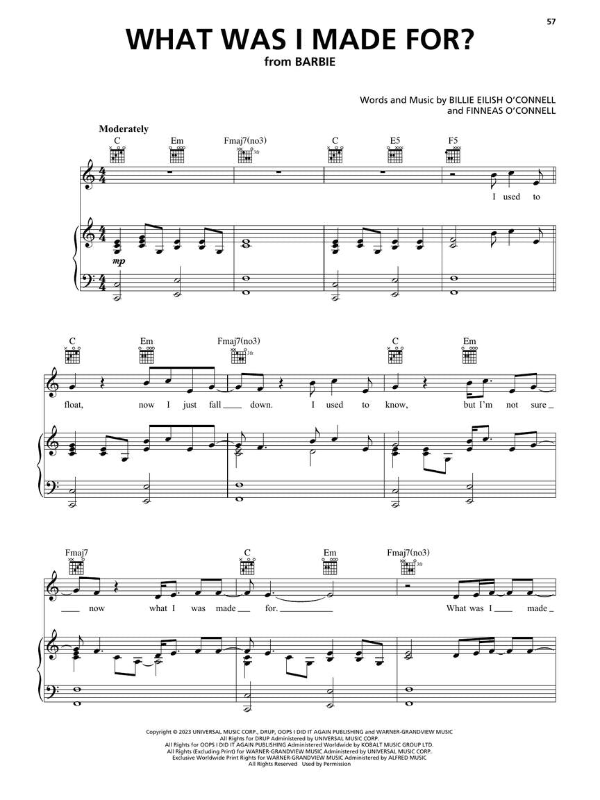 Top Hits of 2023 Arranged for Piano/Vocal/Guitar