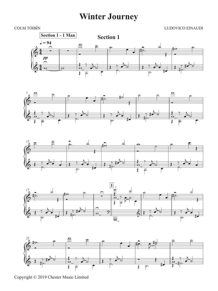 Einaudi Winter Journey Vocal Score