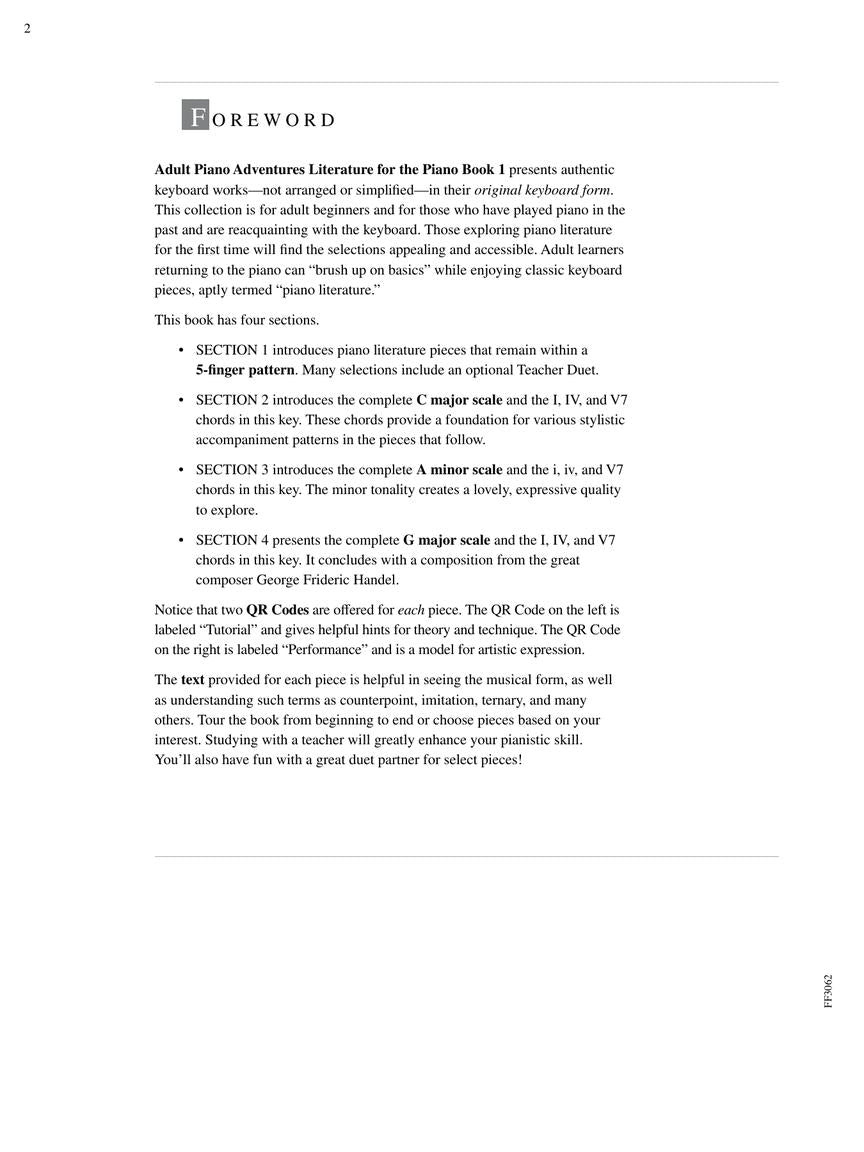Faber Adult Piano Adventures Literature for the Piano Book 1