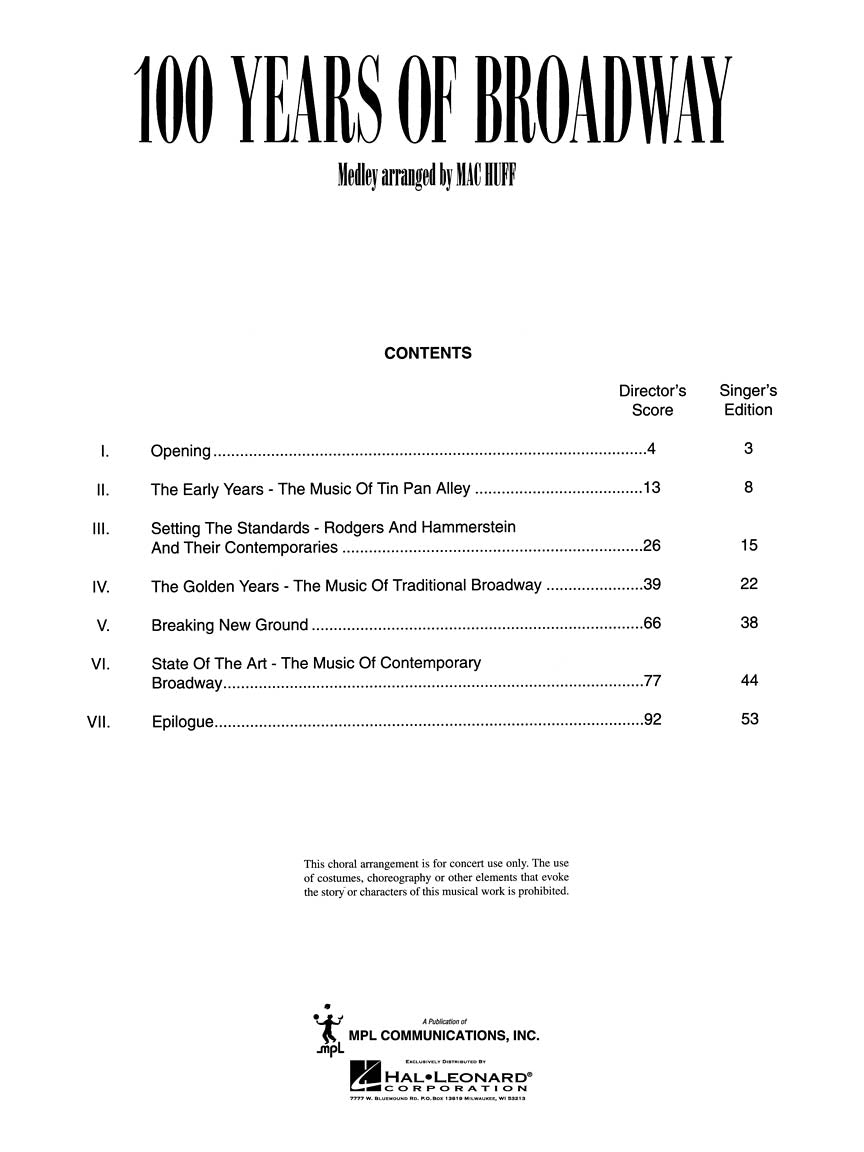 One Hundred Years of Broadway (Medley)