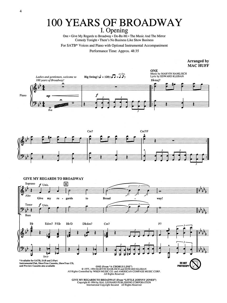 One Hundred Years of Broadway (Medley)