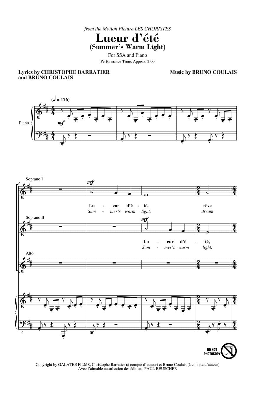 Lueur d'ete (Summer's Warm Light) From The Chorus (les Choristes)