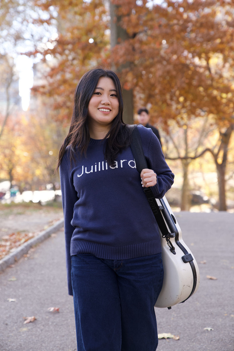 Sweater: Juilliard logo sewn through (sizing up recommended for true fit)