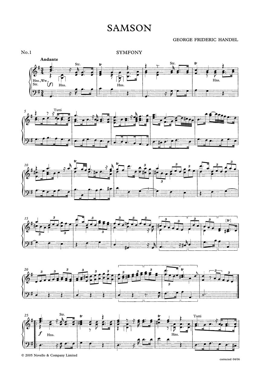 Handel Samson Vocal Score