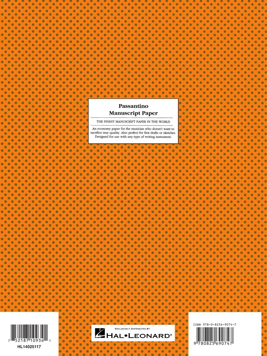 Passantino Spiral Book #74 64 Pages 10 Stave Both Sides 9x12