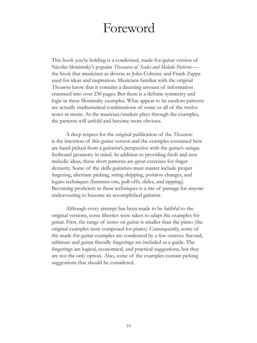 Thesaurus of Scales and Melodic Patterns for Guitar