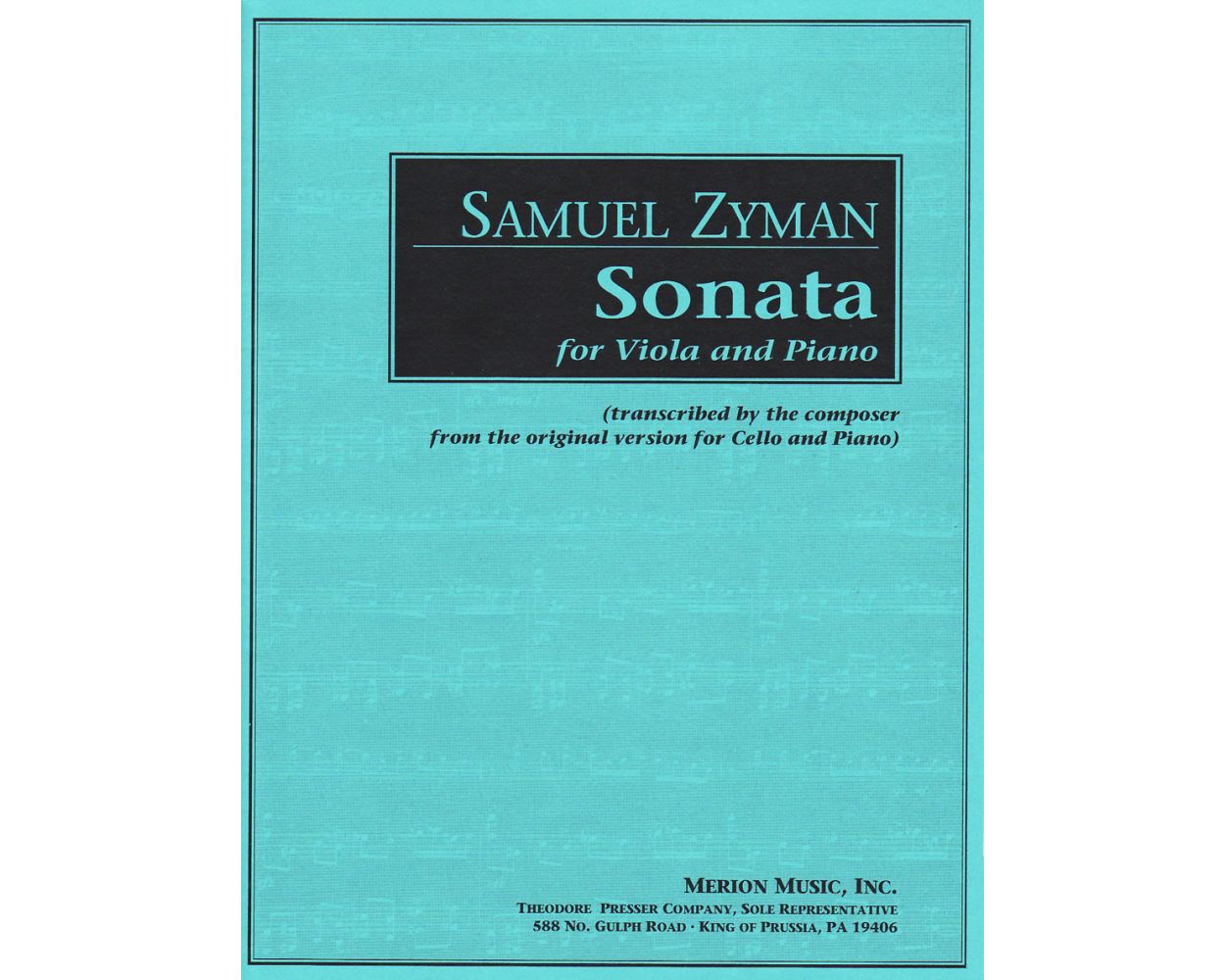 Zyman Sonata for Viola and Piano (Transcribed from the Cello Sonata)