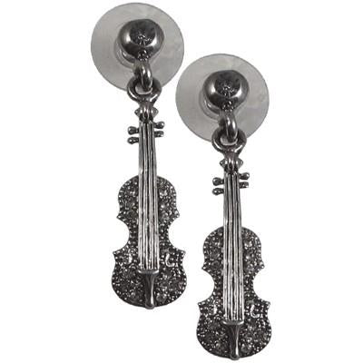 Earrings: Viola / Cello Bass Crystal Grey / Pewter