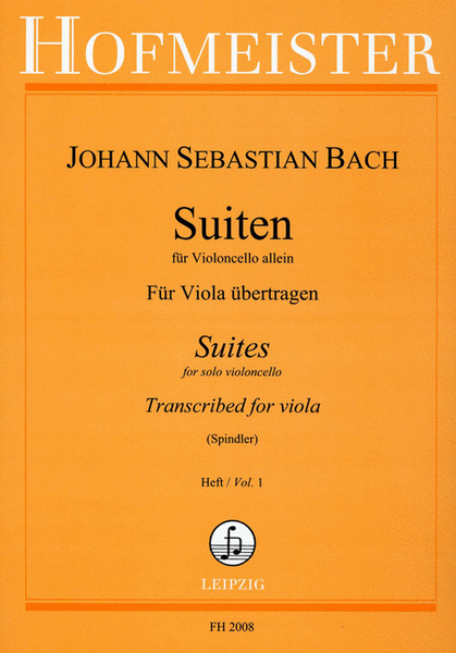 Bach Cello Suites Transcribed for Viola Volume 1