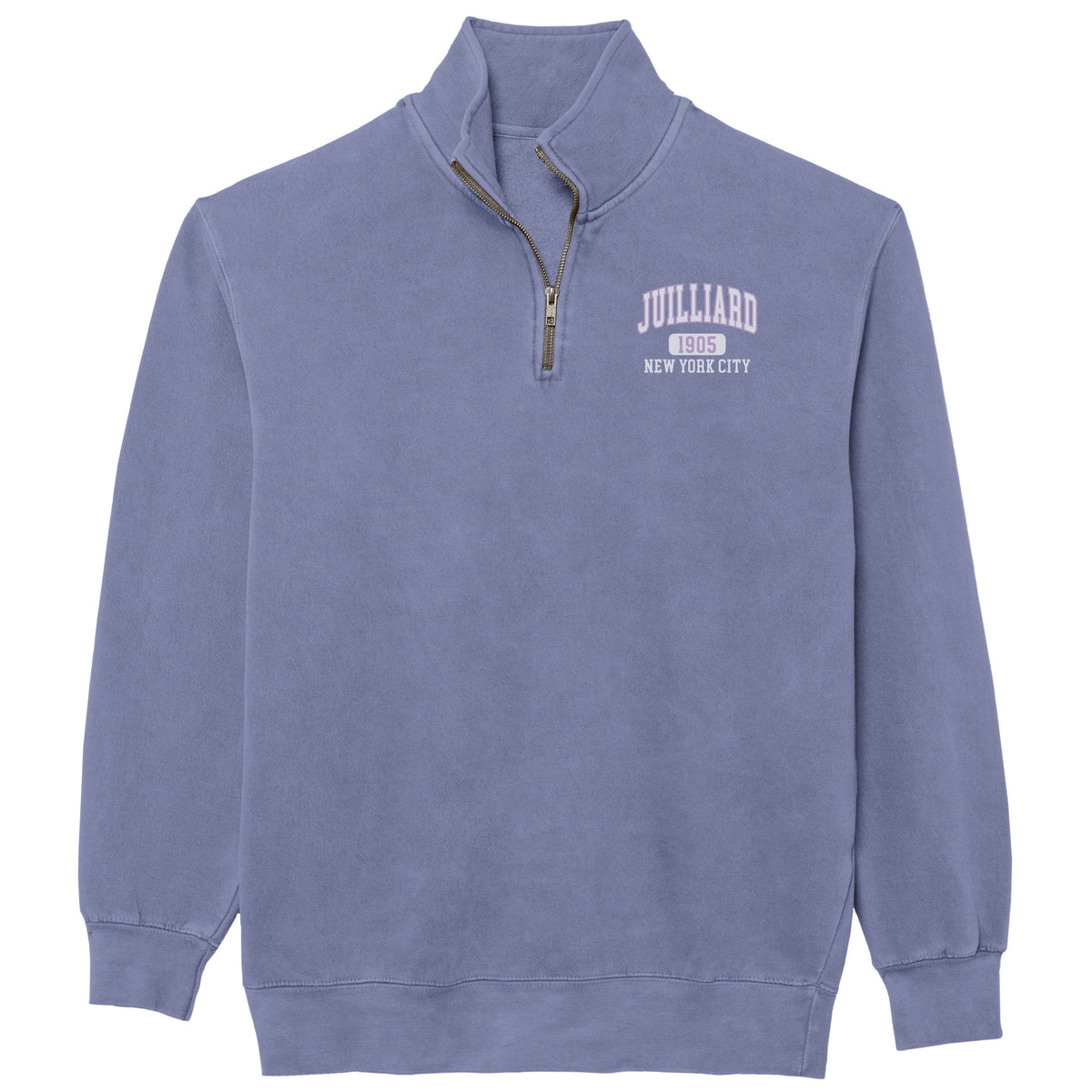 Sweatshirt: Pigment Dyed Quarter Zip / 1905 Juilliard logo