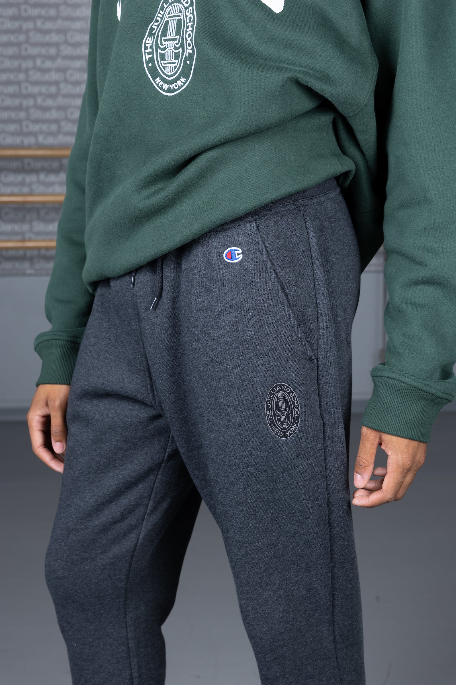 Clearance Sweatpants: Juilliard Triumph Fleece Heathered Black Unisex pants with seal