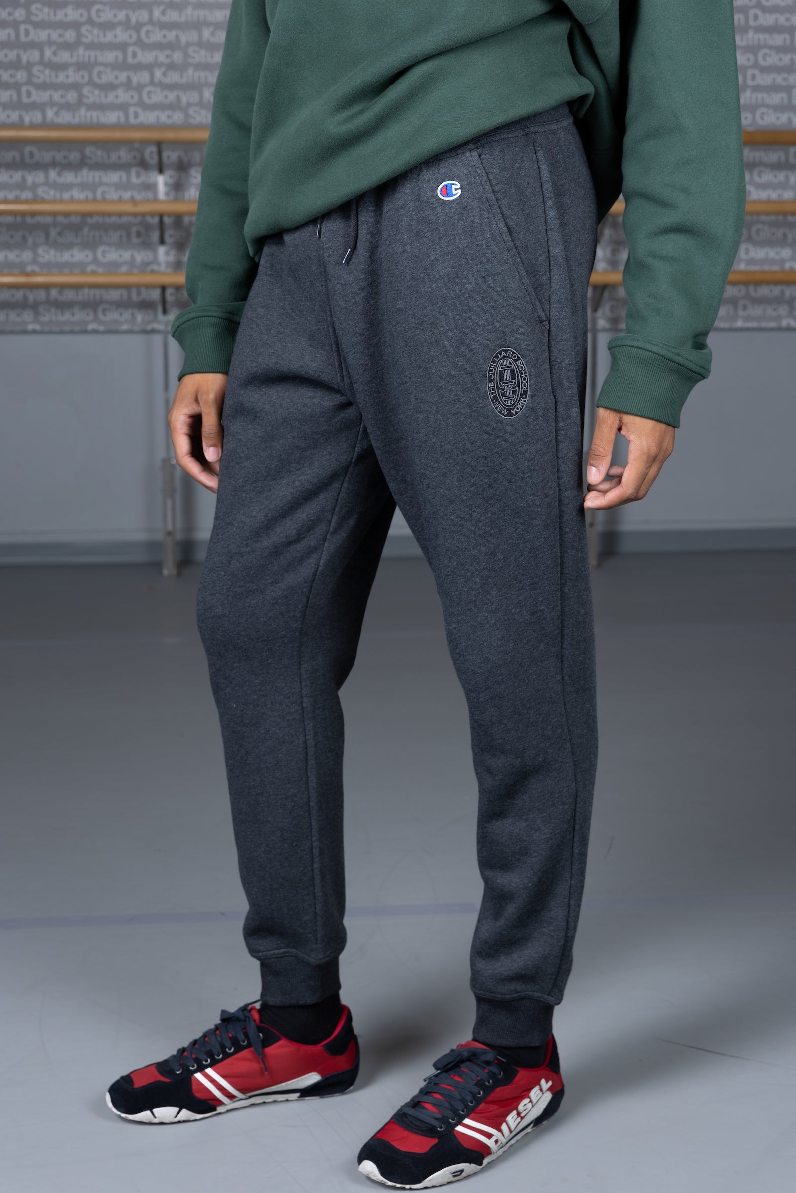 Clearance Sweatpants: Juilliard Triumph Fleece Heathered Black Unisex pants with seal