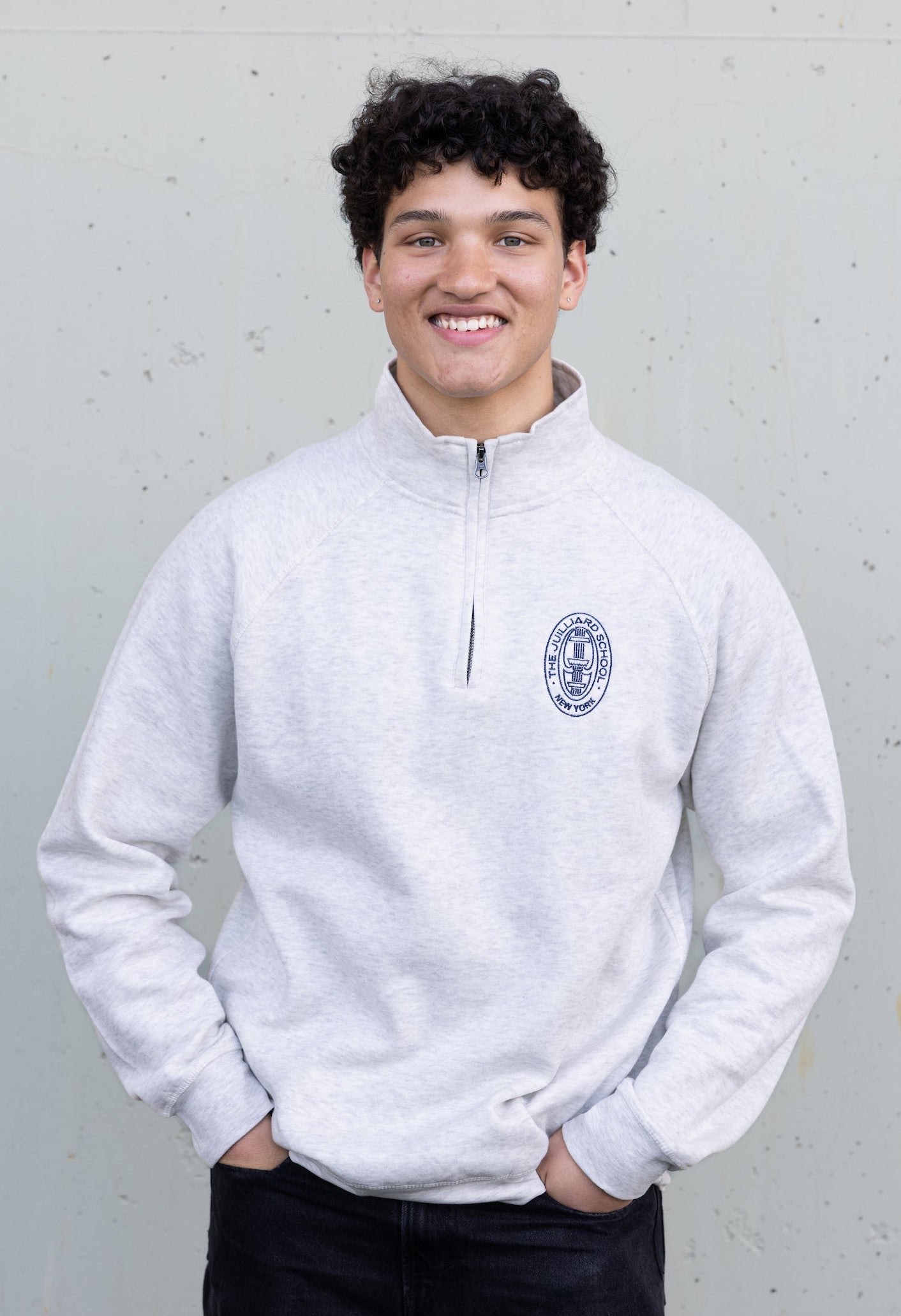 Sweatshirt: Essential Unisex Quarter Zip with Embroidered Seal