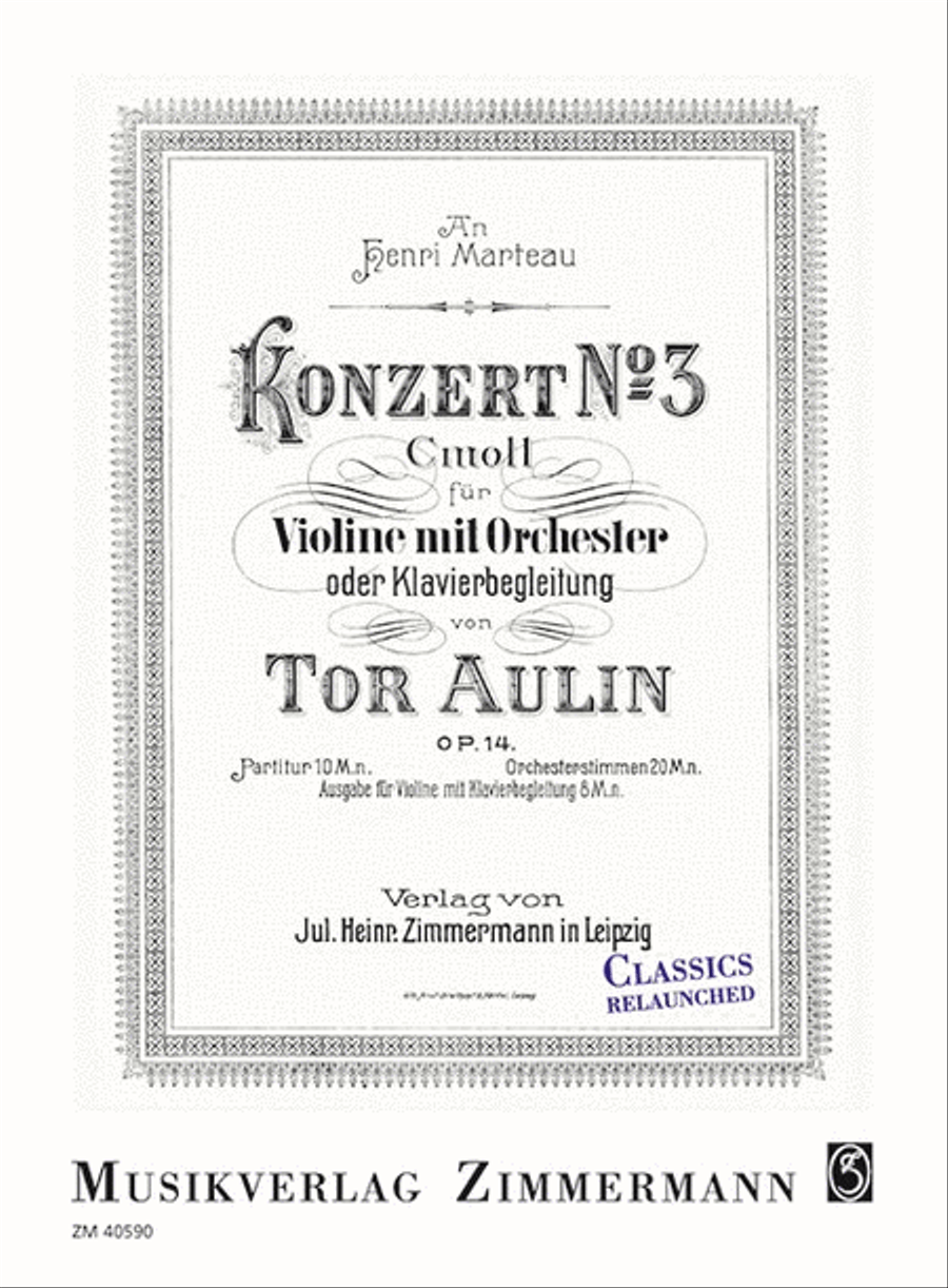 Aulin Violin Concerto No. 3, Op 14