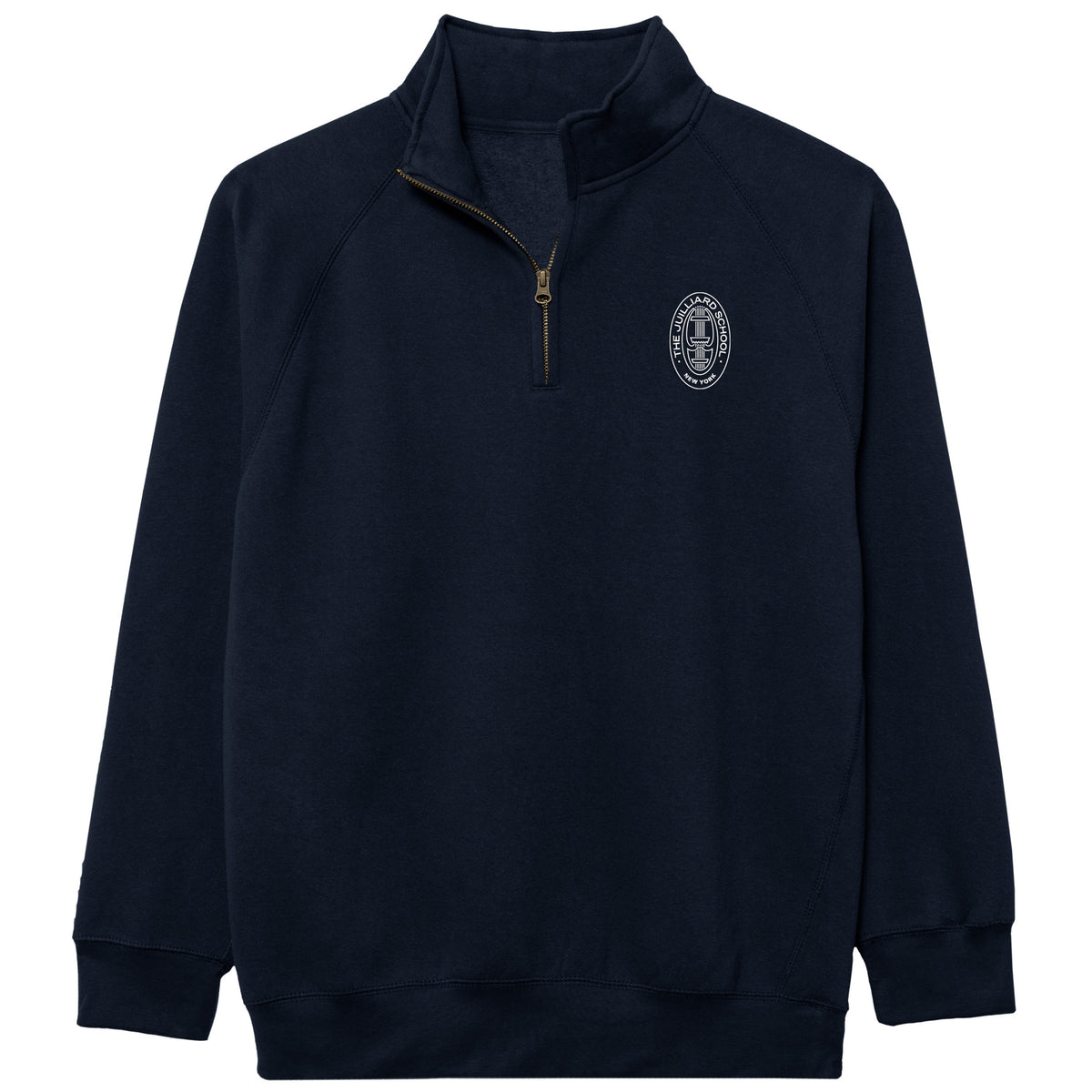 Sweatshirt: Benchmark/Essential Quarter Zip Navy with Embroidered Seal