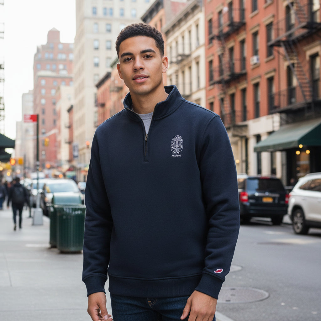 Clearance Sweatshirt: ALUMNI Navy Unisex Quarter Zip