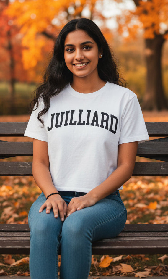 T-Shirt: Clothesline Crop top with Juilliard Collegiate