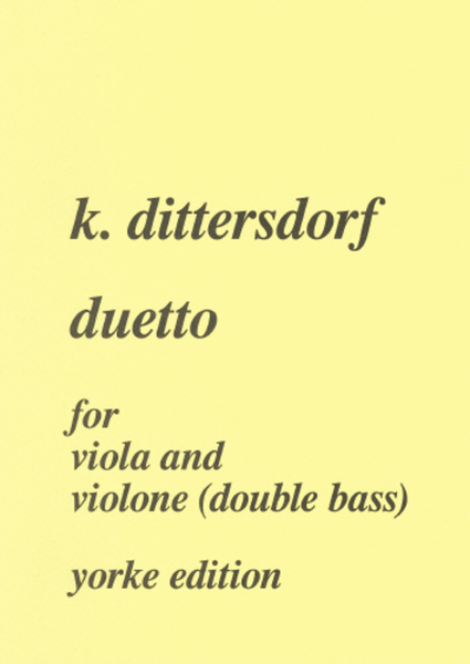 Dittersdorf Duet in E flat for Viola and Bass
