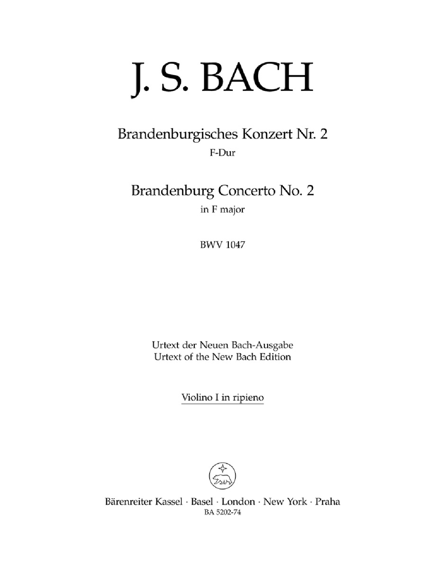 Bach: Violin 1 Part Brandenburg Concerto no. 2 in F major BWV 1047