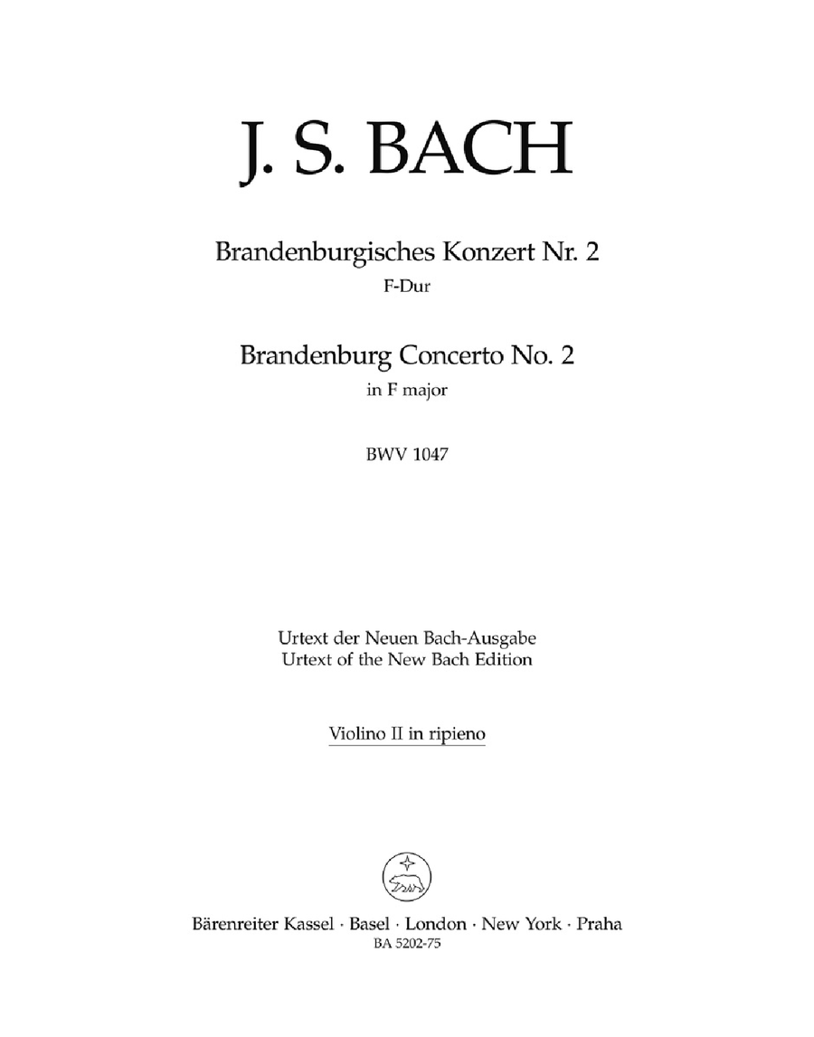 Bach: Violin 2 Part Brandenburg Concerto no. 2 in F major BWV 1047