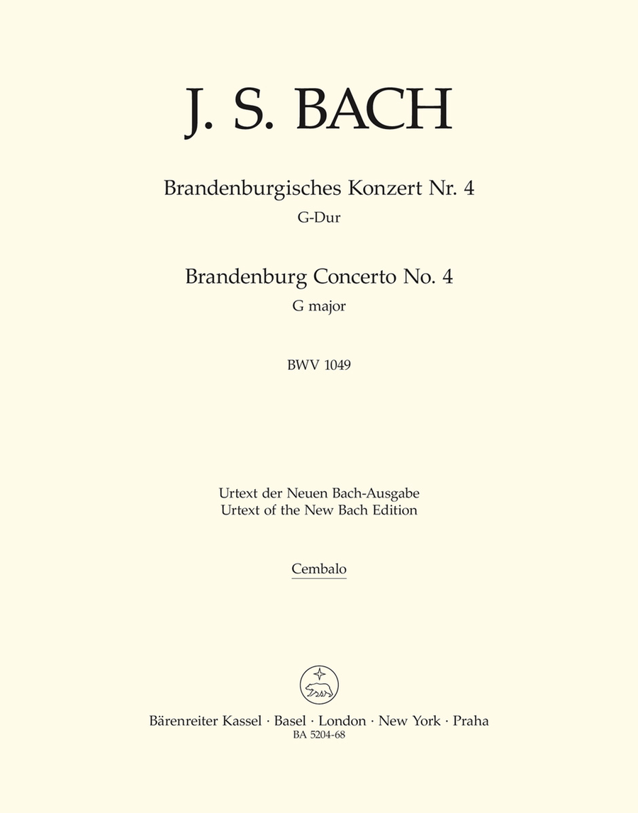 Bach: Harpsichord, Basso continuo Part Brandenburg Concerto no. 4 in G major BWV 1049
