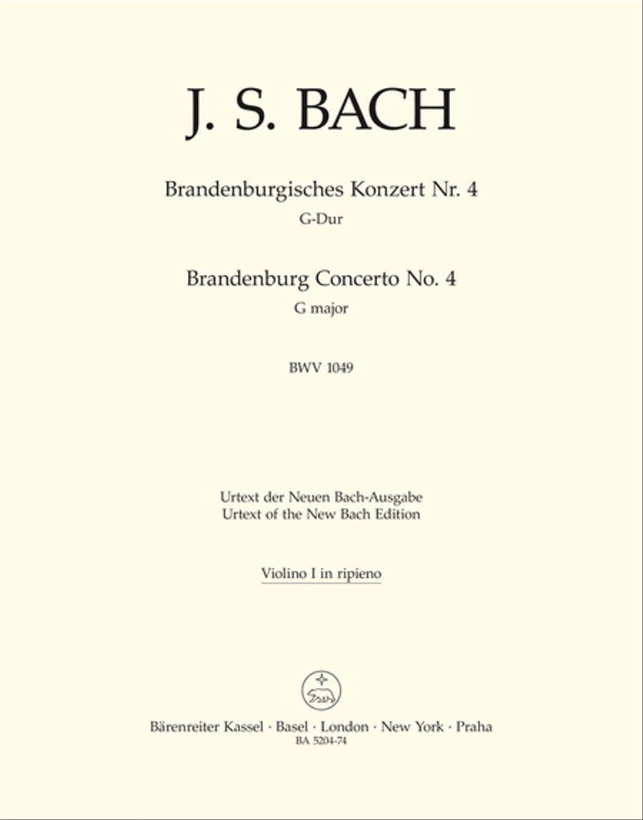 Bach: Violin 1 Part Brandenburg Concerto no. 4 in G major BWV 1049