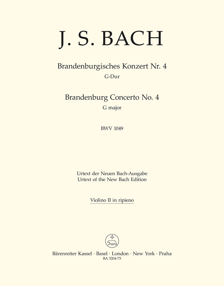 Bach: Violin 2 Part Brandenburg Concerto no. 4 in G major BWV 1049