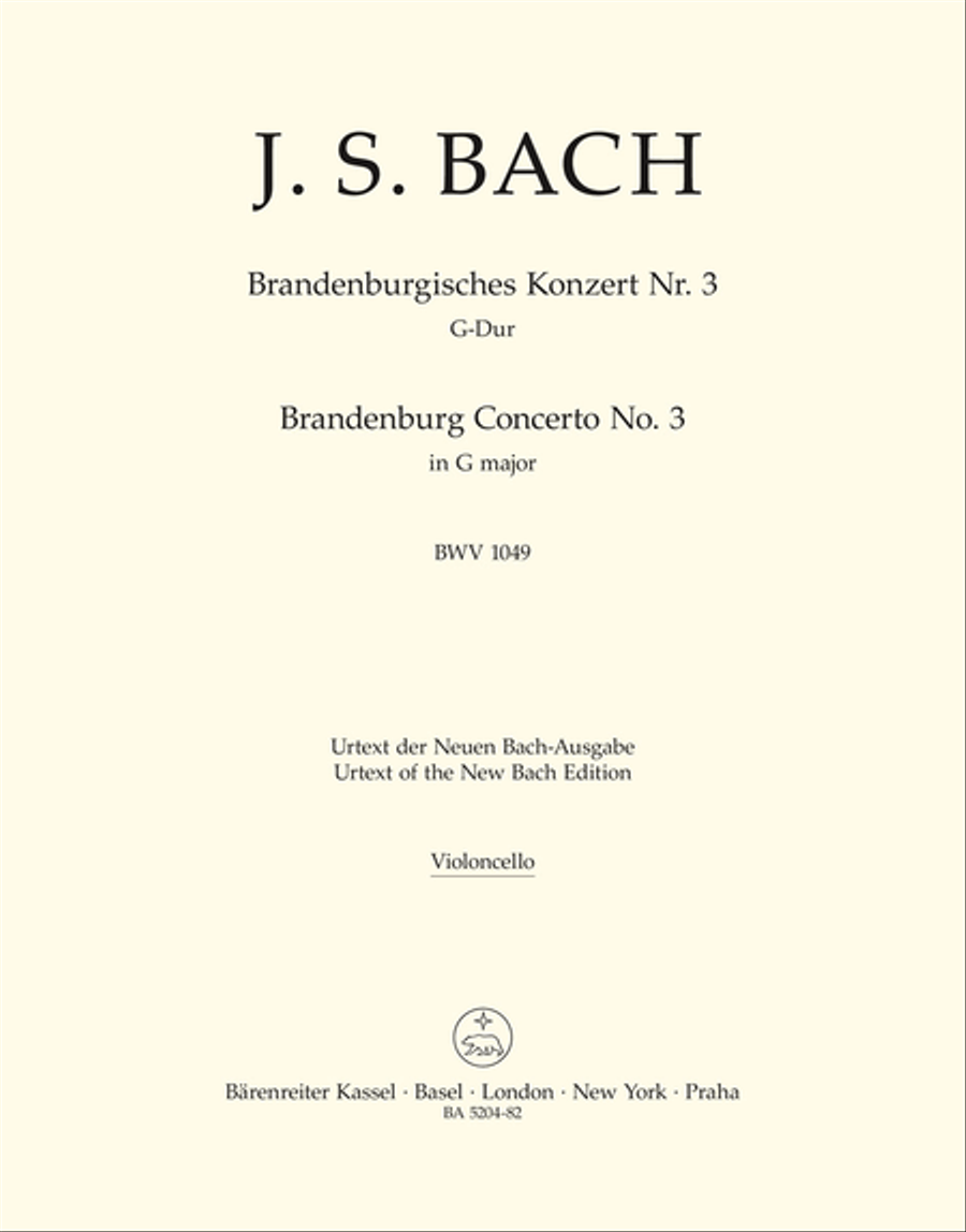 Bach: Cello Part Brandenburg Concerto no. 4 in G major BWV 1049