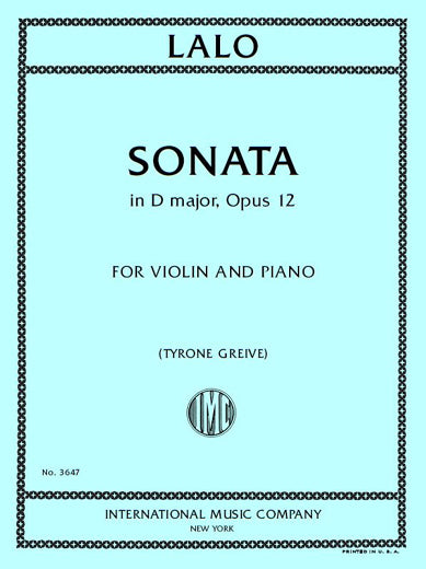 Lalo: Violin Sonata in D major, Op. 12, International Music Company No. 3647, cover
