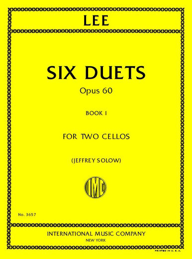 Lee: Six Duets, Op. 60, Book 1 for two cellos, International Music Company No. 3657, cover