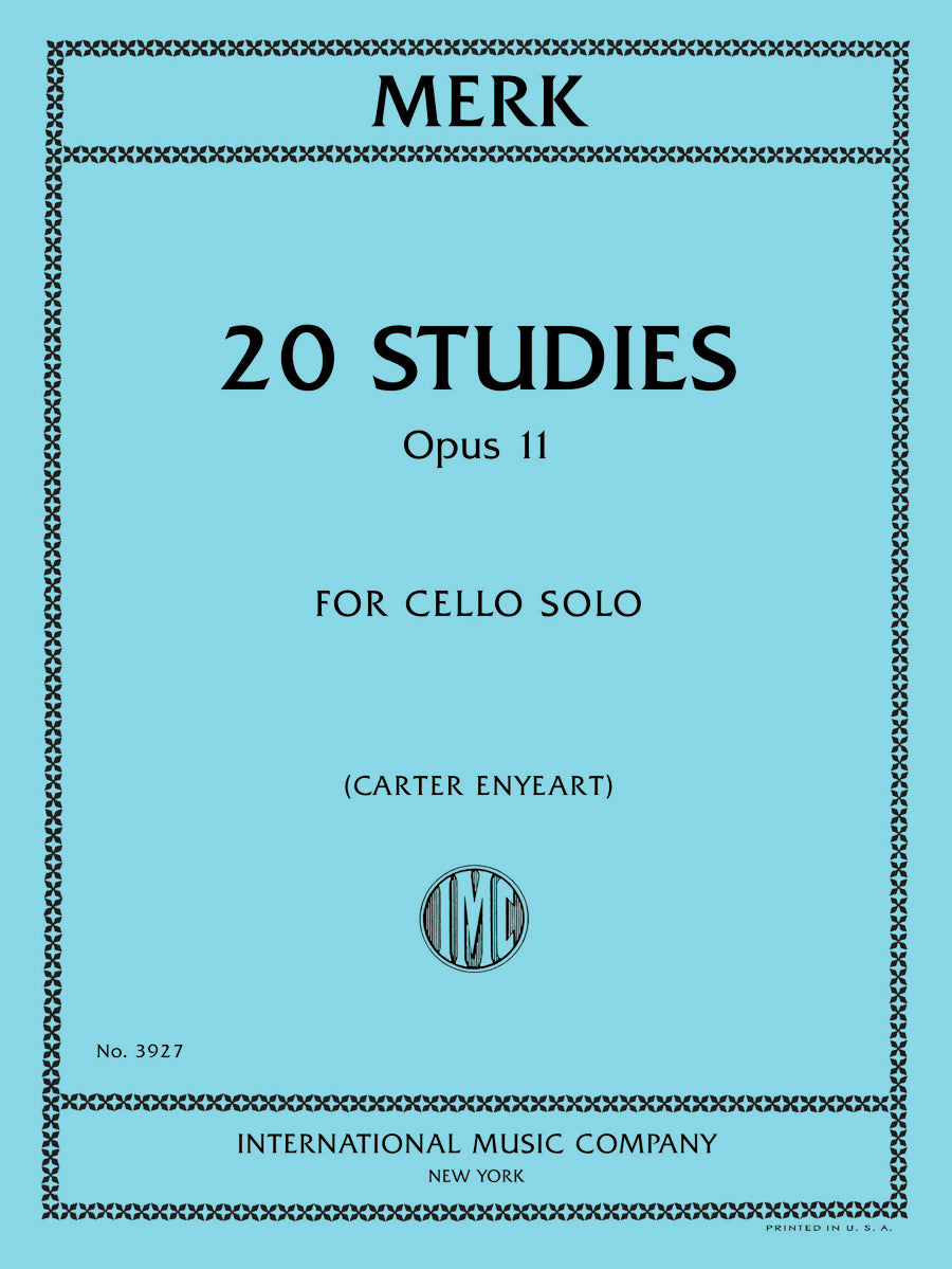 Merk: 20 Studies, Op. 11 for cello solo, International Music Company No. 3927, cover