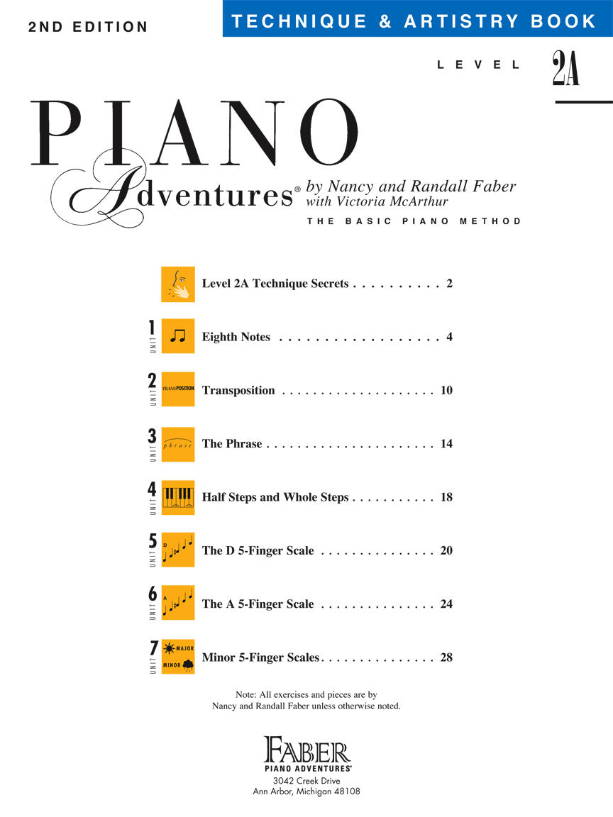 Faber Piano Adventures Technique & Artistry Book, Level 2A