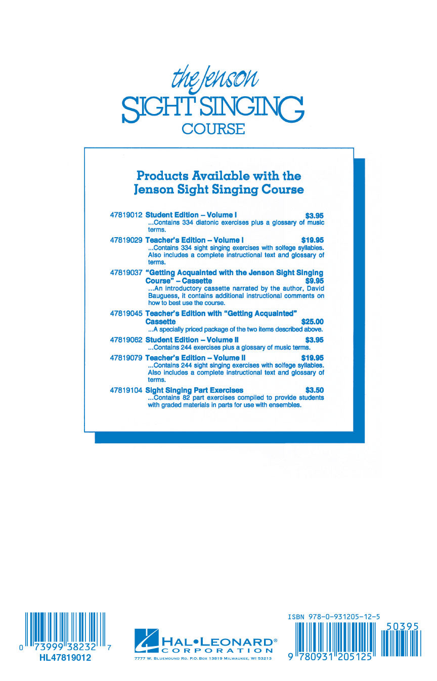 Jenson Sight Singing Course, The (Vol. I)