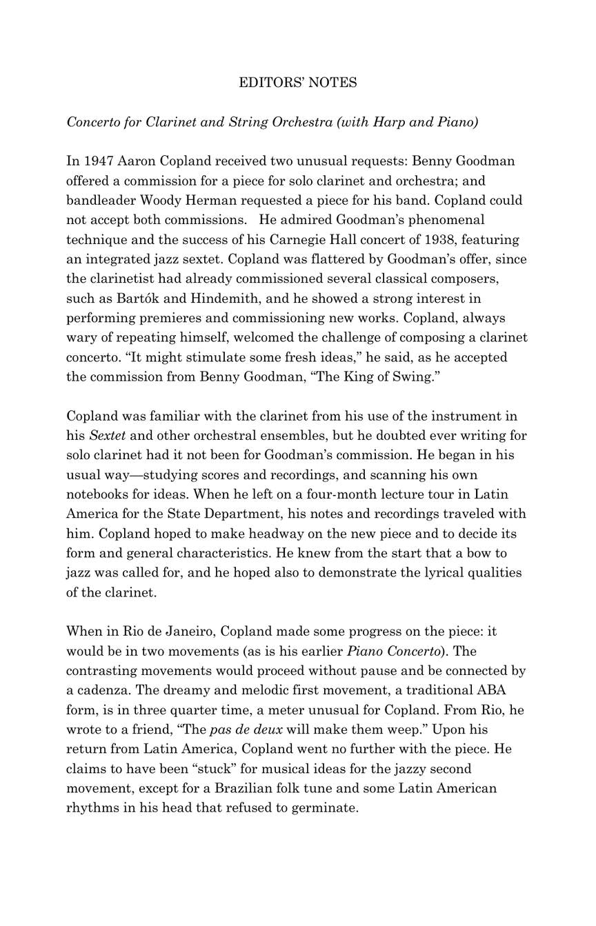 Copland: Concerto for Clarinet and String Orchestra, with Harp and Piano (Study Score)