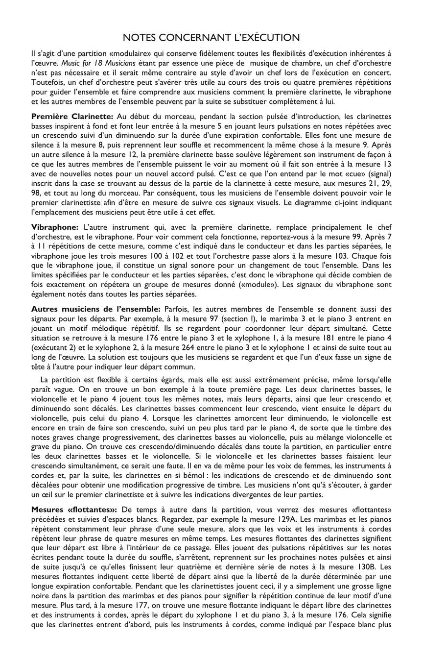 Reich Music for 18 Musicians Score